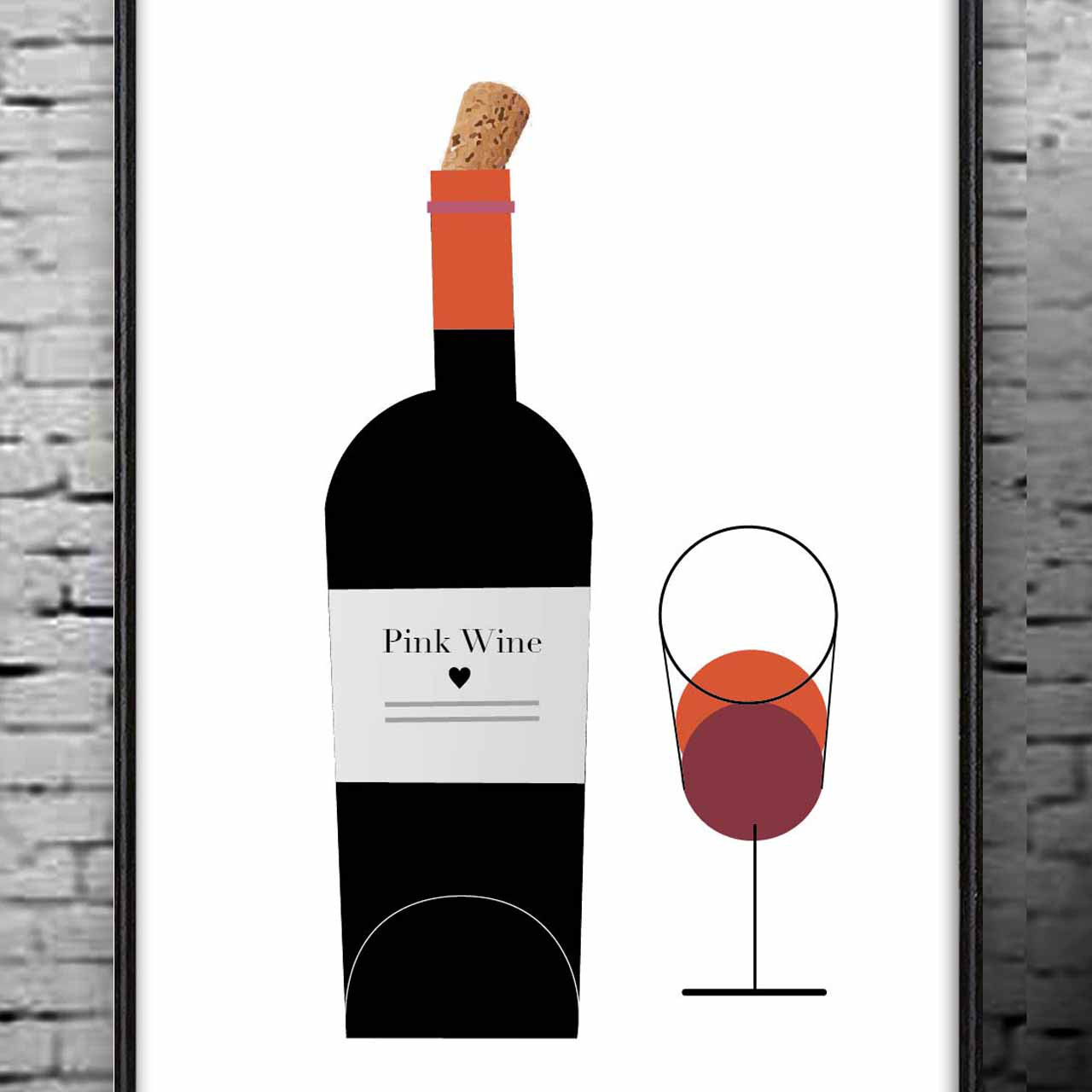 ピンクワイン　送料無料　イラスト　アートポスター　オリジナル　（アート　sei（新着順）で検索）1278