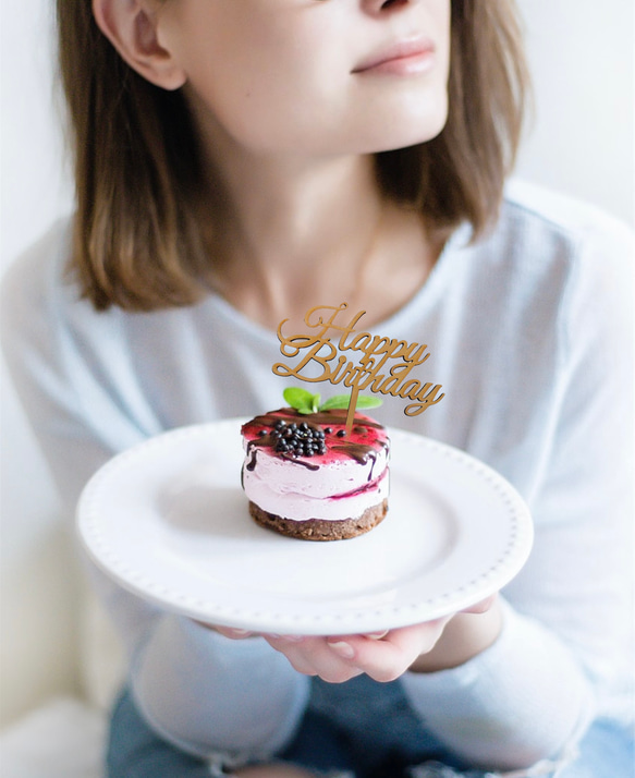 木製 ケーキトッパー 誕生日 ハッピーバースデー ケーキ ピック happy