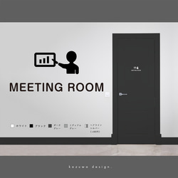 ミニマルなミーティングルーム用サインステッカー | 会議室 おしゃれ かわいい 扉マーク ドア シール 賃貸可 1枚目の画像