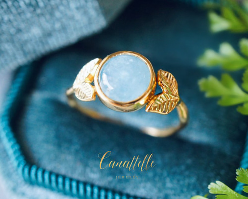 1点もの】15号・SV925（18GP） ミルキーアクアマリンの指輪 ~eau