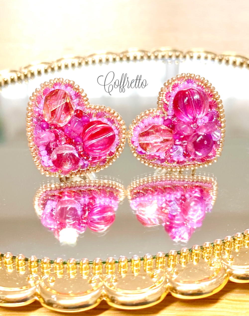 ピアス♡恋するハート♡＊キャンディーピンク＊春　お花見