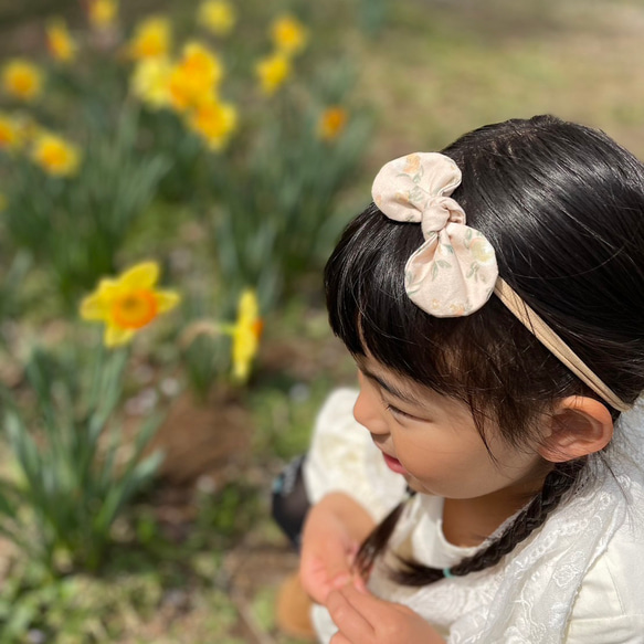 ベビーリボンヘアバンド Dot flowers 2個セット ヘアクリップ 名入れ 出産祝い 11枚目の画像