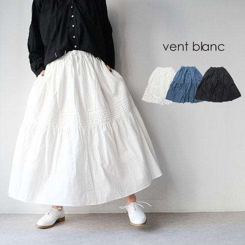 ✨20％OFF✨コットンリネン ピンタックギャザースカート vent blanc 