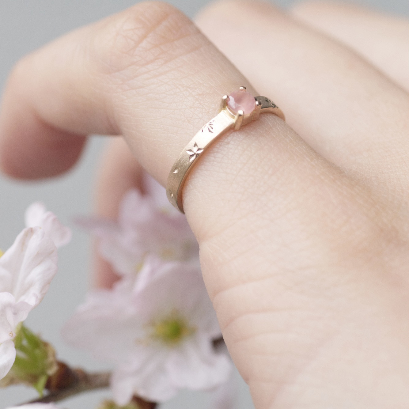 「桜」リングk18ピンクゴールド/インカローズ