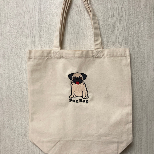 パグの刺繍入りトートバッグ トートバッグ さーちゃんの刺繍