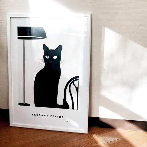 アートポスター カフェの黒猫 felin No.1（A4,A2,A1,A0 選べる4