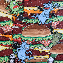 『カロリー地獄』アート　絵　イラスト　ハンバーガー　マーカー　原画 6枚目の画像