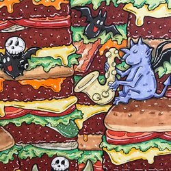 『カロリー地獄』アート　絵　イラスト　ハンバーガー　マーカー　原画 3枚目の画像