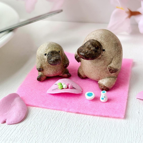 仲良しカモノハシさん親子・受注制作 その他人形 松岡 ぜんぶ 通販