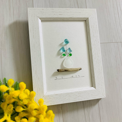 シーグラスアート 爽やか インテリア雑貨 北欧 ガラス細工 癒し