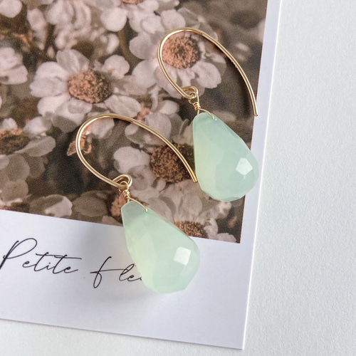 14kgf］ニュージェイドのひと粒ピアス イヤリング変更可  