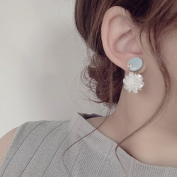 Mini circle shell flower pierce/earring(Sax) [cc] 2枚目の画像
