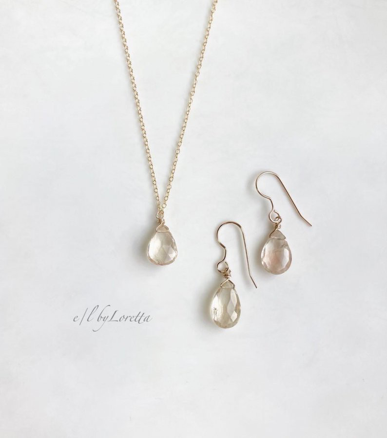オレゴンサンストーン 14kgf drop Necklace & pierce/earring SET