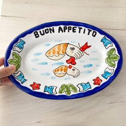 オーバル皿 26cm OVL040  コウイカ マヨリカ焼き イタリア陶器 11枚目の画像