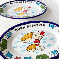 オーバル皿 26cm OVL040  コウイカ マヨリカ焼き イタリア陶器 8枚目の画像