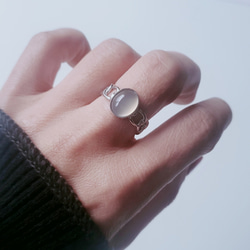 大人のシックなチェーンリング,個性的なシルバーリンググレーオニキス天然石リングRS-234 7枚目の画像