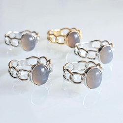 大人のシックなチェーンリング,個性的なシルバーリンググレーオニキス天然石リングRS-234 10枚目の画像