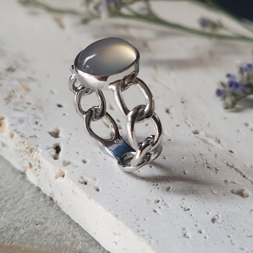 冬に大人気）大人のシックなチェーンリング,個性的なシルバーリング