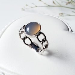 大人のシックなチェーンリング,個性的なシルバーリンググレーオニキス天然石リングRS-234 9枚目の画像