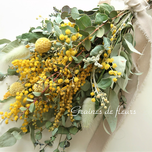 ドライフラワー ミモザのイエロースワッグ