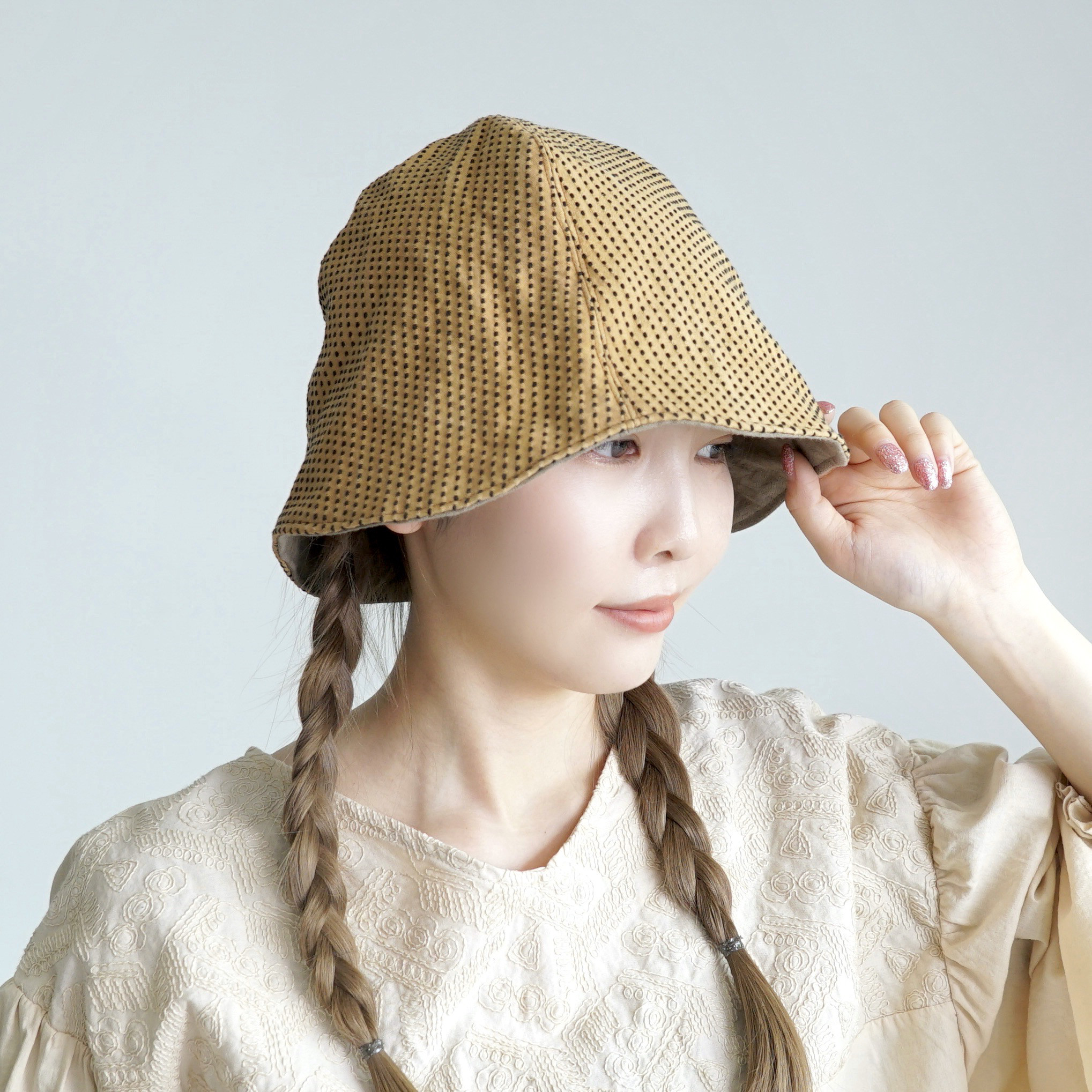 襤褸継ぎ接ぎ刺し子リバーシブルワークキャップ