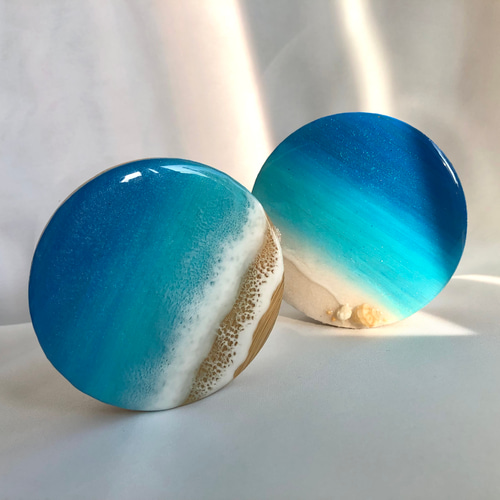 南の海の癒しのガラスキャニスター 海レジンアート 保存容器  