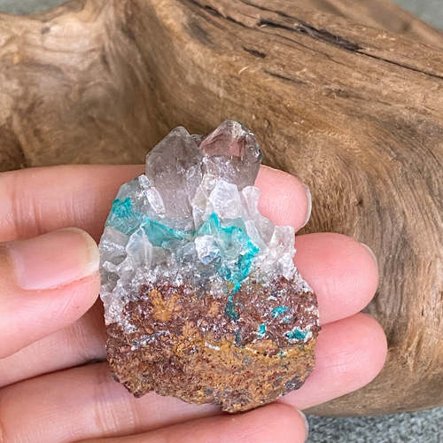 レア♢ダイオプテーズ in/on スモーキークォーツ 鉱物標本