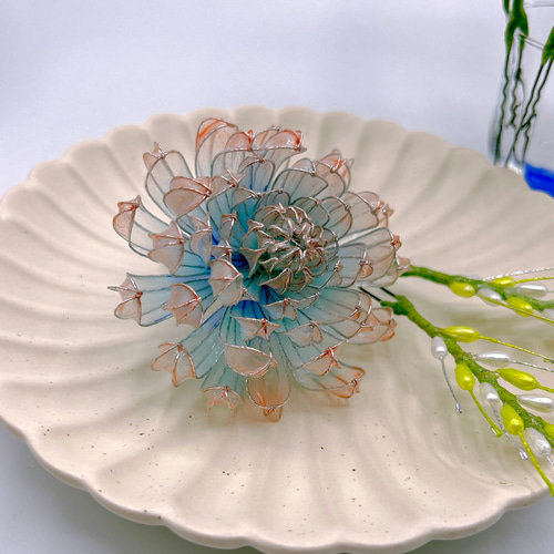 緑風 （カラー・麦の穂・菊・チューリップヒルデ・蝶々の簪のヘアー