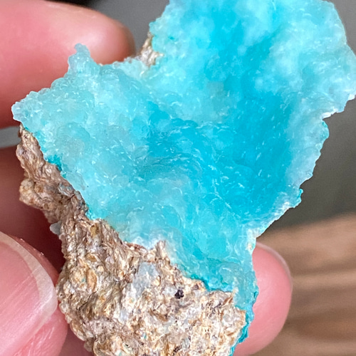 スカイブルー♢波打つヘミモルファイト 鉱物標本 ヘミモルファイト原石