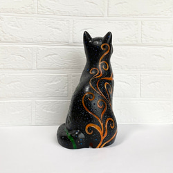 猫型ランプシェード(星空の黒猫 植物) 13枚目の画像