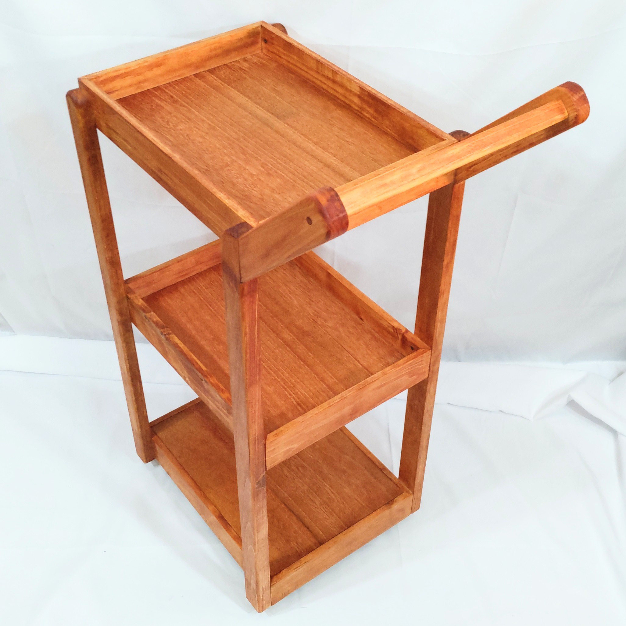 カントリー風手押しワゴン　マホガニー　ひのき