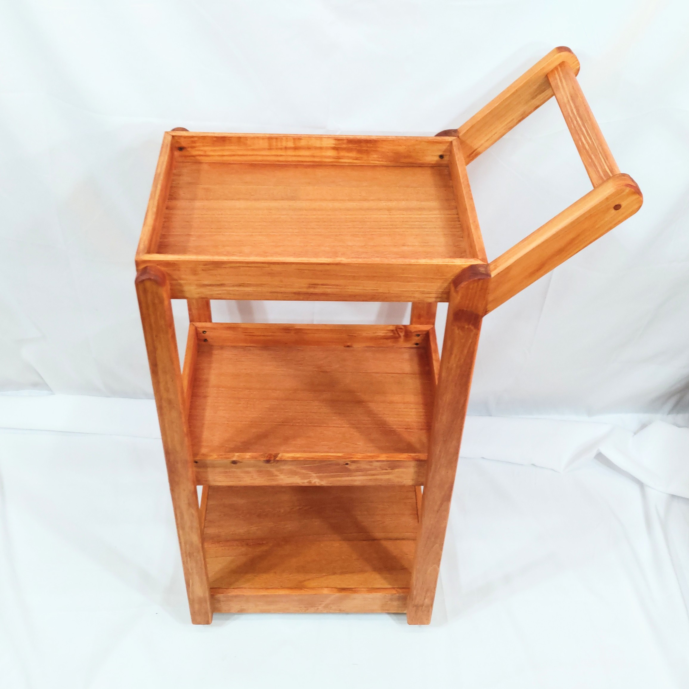 カントリー風手押しワゴン　マホガニー　ひのき