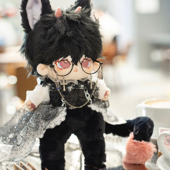 黝一 20cm 着せ替えぬいぐるみ 無属性 黒髪茶色の目獣耳獣尾付け