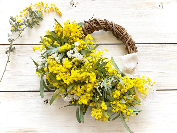 ブルーブッシュミモザのハーフリース リース Rosa Cherry 通販