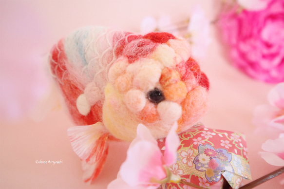 "春金魚〜桜錦〜"　金魚　羊毛フェルト　ペット　アクアリウム　春　母の日 3枚目の画像