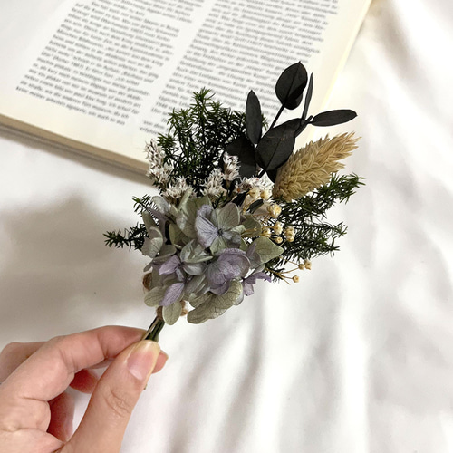 ミニスワッグ㉖ Sサイズ花束 / グリーン×パープル / プリザーブド