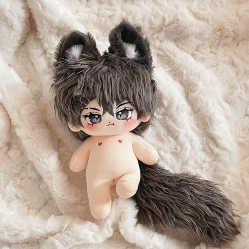 白米米 黒米米 20cm 着せ替えぬいぐるみ 無属性 白髪黒髪黒い目獣耳