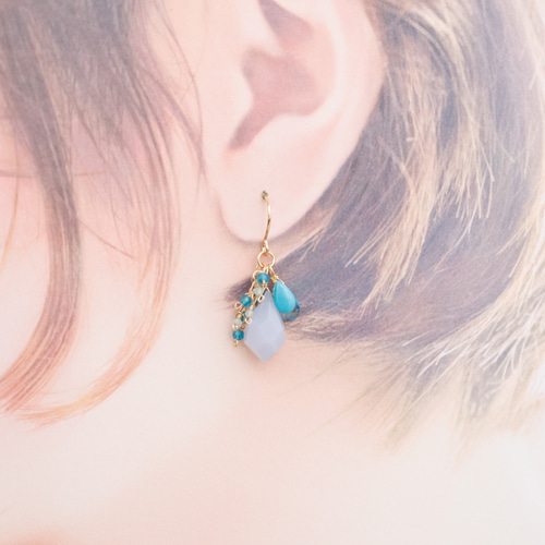 カルセドニー、スイスブルートパーズ、ターコイズ、ネオンアパタイト  