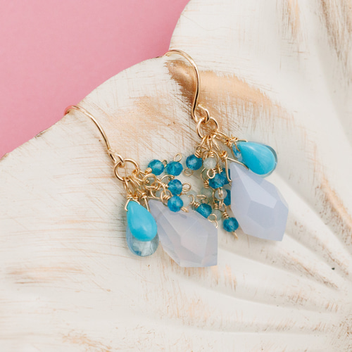 カルセドニー、スイスブルートパーズ、ターコイズ、ネオンアパタイト  