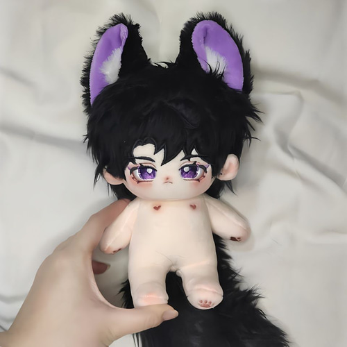 黒猫のぬいぐるみ 紫色の耳と目 黒猫のぬいぐるみ 紫色の耳と目 黒猫のぬいぐるみ 紫色の耳