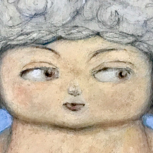 フランス ミニョネット人形 人形の絵 水彩画 アクリル画 絵画 estrella