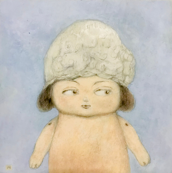 フランス　ミニョネット人形　人形の絵　水彩画　アクリル画 1枚目の画像