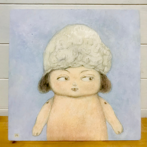 フランス ミニョネット人形 人形の絵 水彩画 アクリル画 絵画 estrella