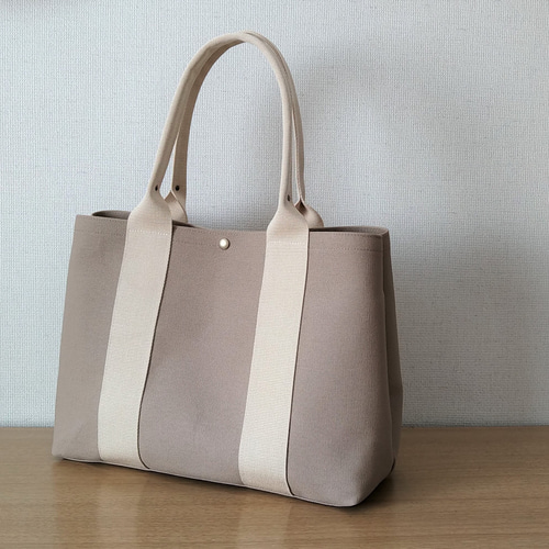 fabulous トートバッグ ベージュ ✨A4対応 肩掛け帆布トートバッグ（ベージュ） トートバッグ 03