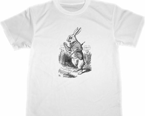90s 不思議の国のアリス　白ウサギ　Tシャツ 90's 不思議の国のアリス 白ウサギ ''I'M LATE!'' 両面プリントTシャツ