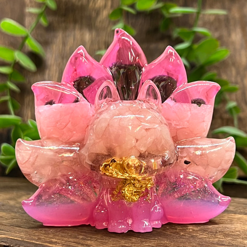 天然石】ローズクォーツ 九尾 置き物