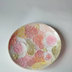 母の日Creema陶器市2024 工房ゆずりは　茶菓セット　デフォルメされたピンクの薔薇が綺麗な釉彩ローズ　45620 6枚目の画像