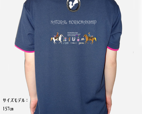 乗馬 horse ware 馬柄ポロシャツ コーラルピンク