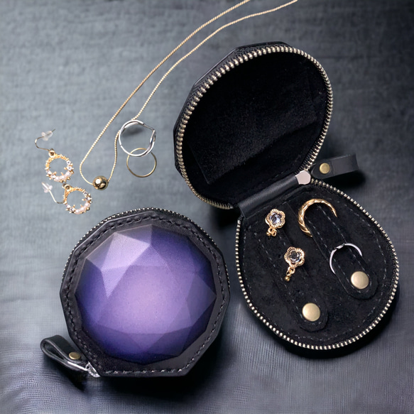 Tokkuri Craft 革の宝石 レザーポーチ 小物入れ 本革 革の宝石！ジュエリーケース(ダイヤ型)/レザーポーチ/アクセサリー