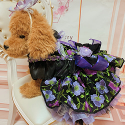 犬猫うさちゃん服　お祝いの日スペシャル胡蝶蘭のカチューシャ&ドレス 18枚目の画像